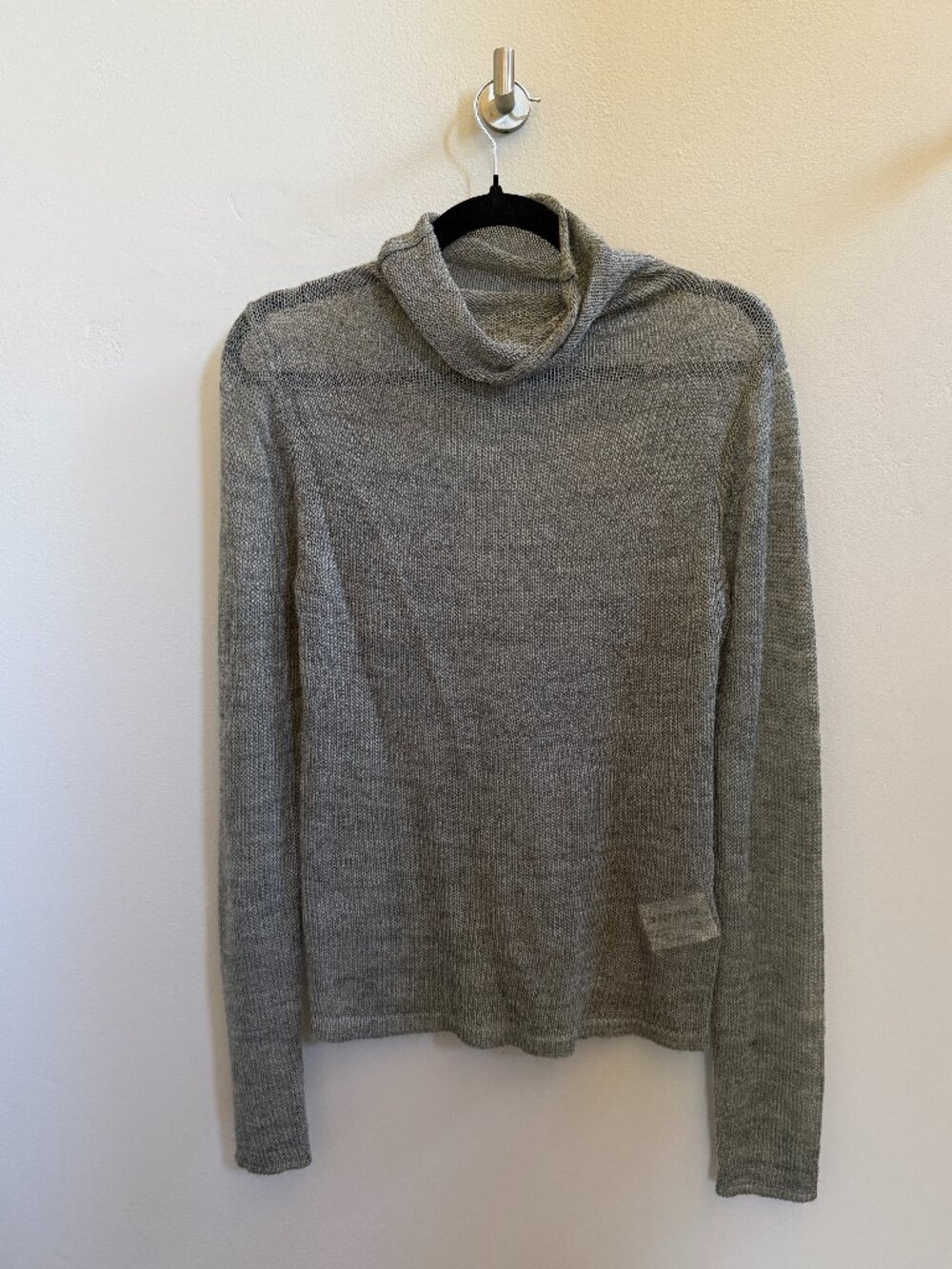 NWOT Zara SRPLS Green Sheer See-Through Knit Turtleneck Top, Size L